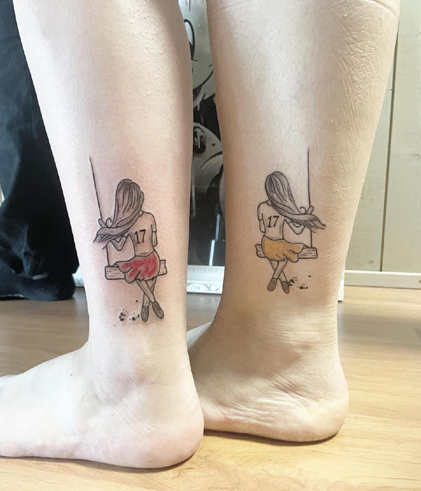 Twin Sister Tattoos With Swings