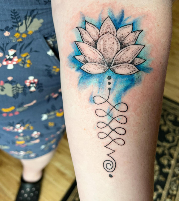 Unalome Flower Tattoo