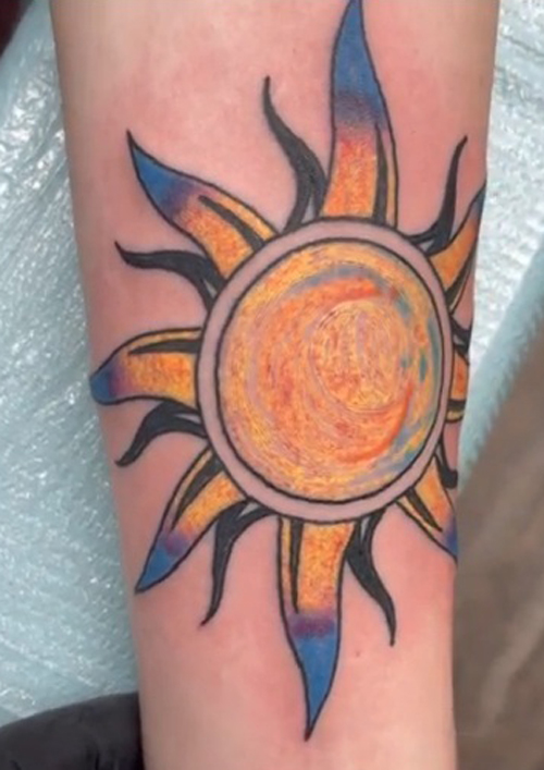 Watercolour Sun And Moon Tattoo