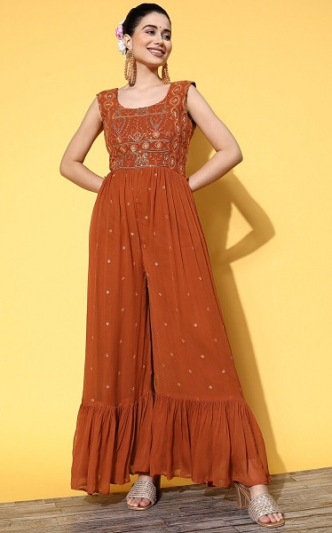 Floral Embroidered Jumpsuit For Weddings