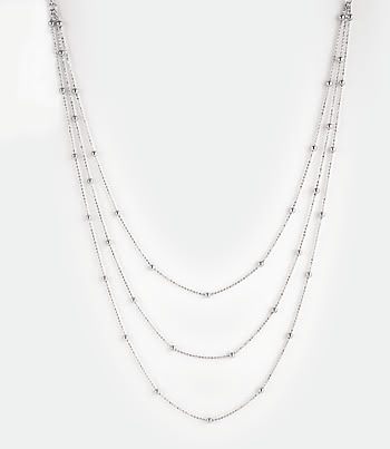 Long Silver Layered Necklace