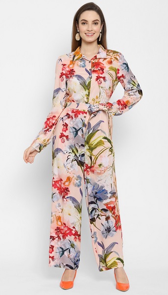 Summer Fashion Floral Jumpsuit Women's Short Sleeve Chiffon Pants Holiday  Beach Jumpsuit Jump Suits for Women