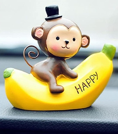 AFTERSTITCH 1 Piece Banana Monkey Cute Car Dashboard Toy