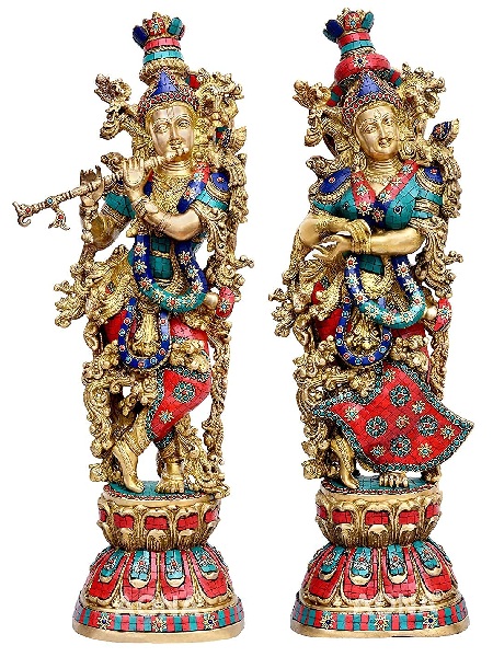 AONA Brass Pair of Big-Size Radha Krishna Idol
