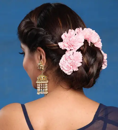 Bridal Bun Hairstyles - Bun Hairstyle for Saree - simplecraftidea.com