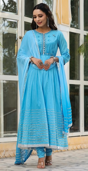 Cotton Embroidered Churidar Suit