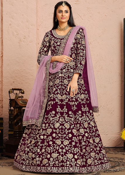 Long Bridal Velvet Salwar Suit