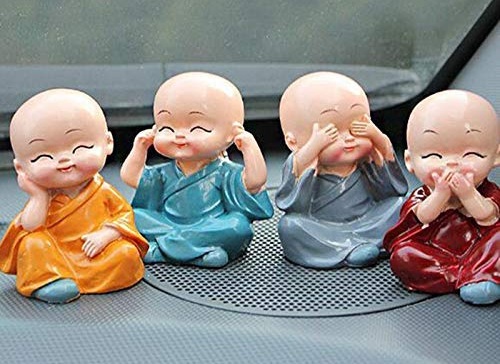 TIED RIBBONS Polyresin Buddha Monk Car Dashboard Showpiece