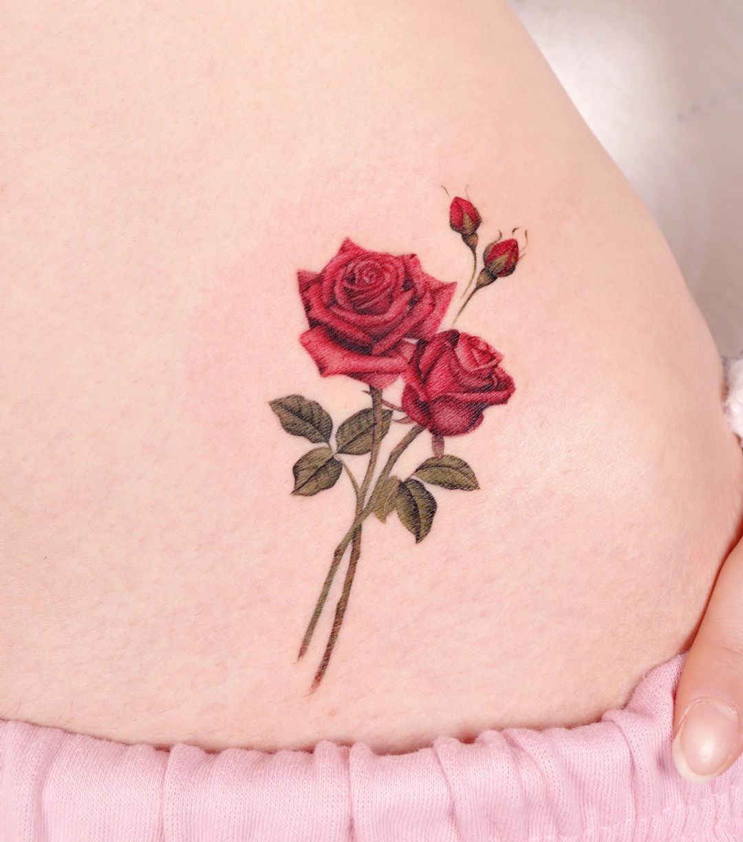 Wonderful Waist Rose Tattoo