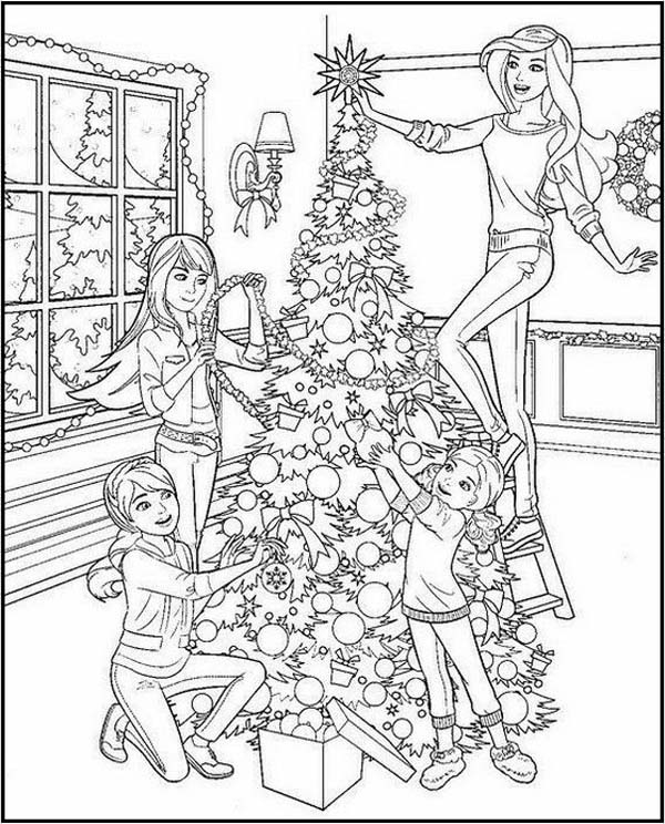 barbie doll christmas coloring 