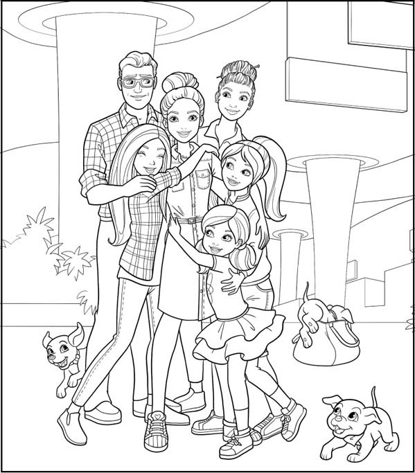 Barbie Family Coloring Page