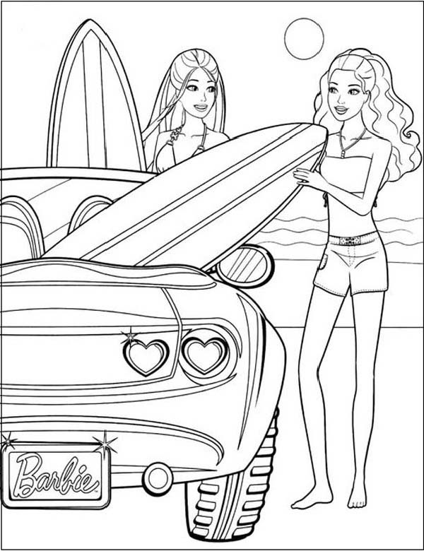 Barbie In Beach Images For Coloring