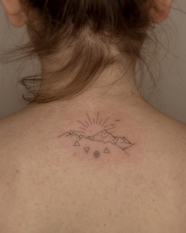 Cool Mountain Tattoos On The Back