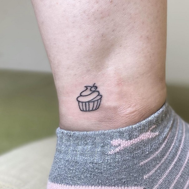 Cupcake Tattoo In Black And White