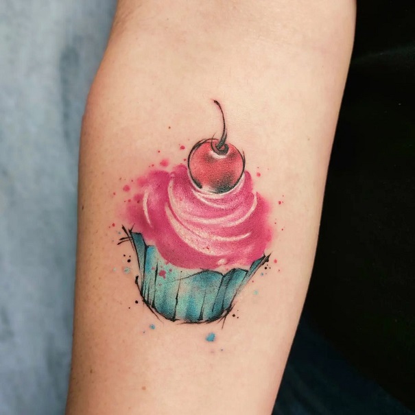 Cupcake Tattoo With A Cherry On Top