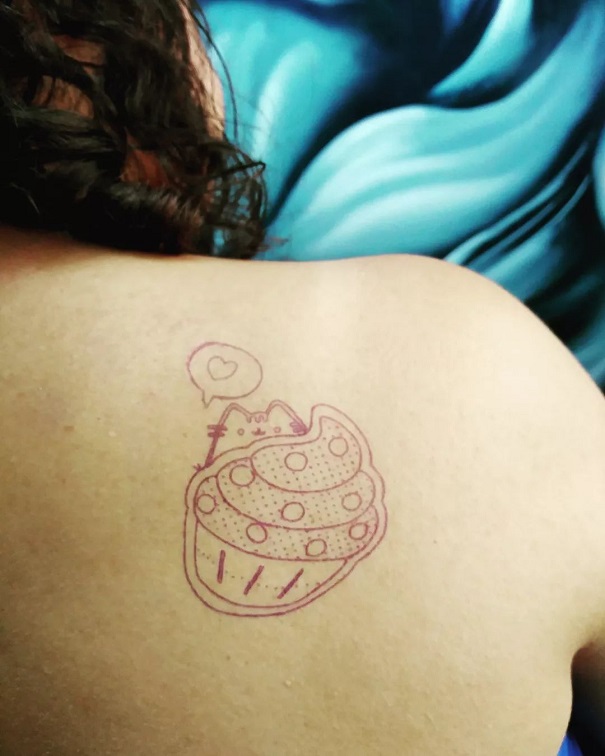 Hello, Kitty Cupcake Tattoo