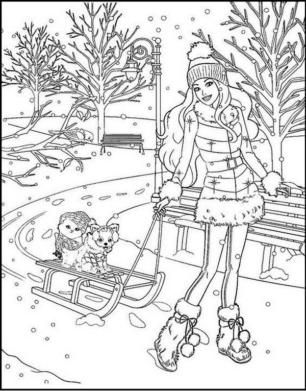 barbie christmas coloring pages