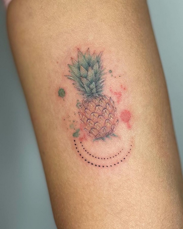 Naturalistic Pineapple Tattoo