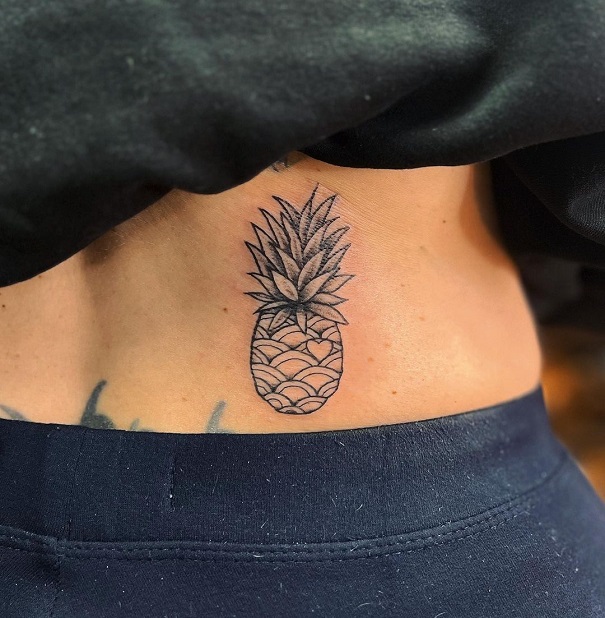 Small Pineapple Tattoo On The Waist