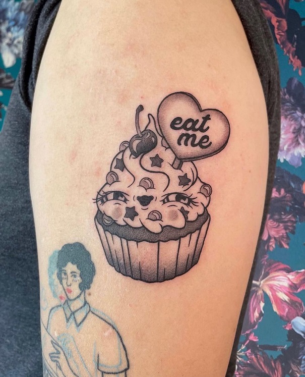 Tattoo Muffin With Cute Eyes