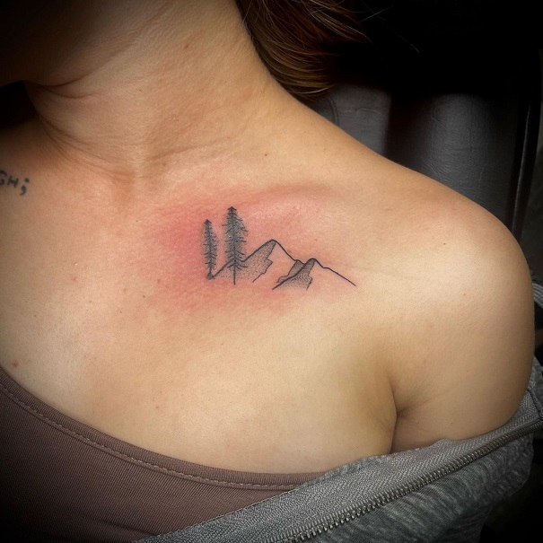 Unique Mountain Chest Tattoo
