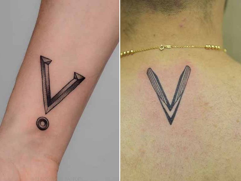 V Letter Tattoo Designs