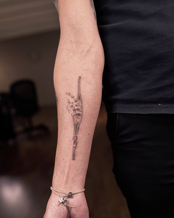 Zipper Tattoo On The Arm
