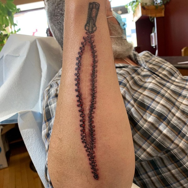 Zipper Tattoos To Cover Scars