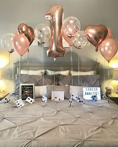 1st Anniversary Surprise Bedroom Decoration