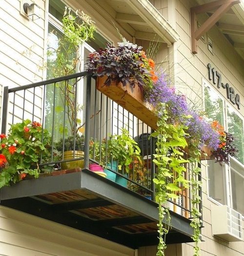 Balcony Safety Grill Design With Flower Pots