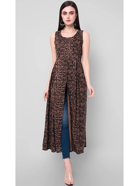 Long Front Cut Kurti With Jeans
