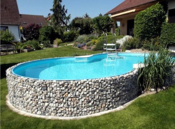 A Unique Above-ground Pool With Stone Décor