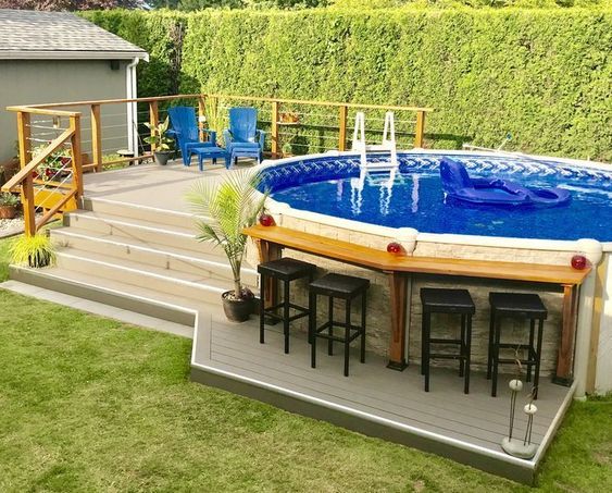 An Above-ground Pool With A Fenced Deck
