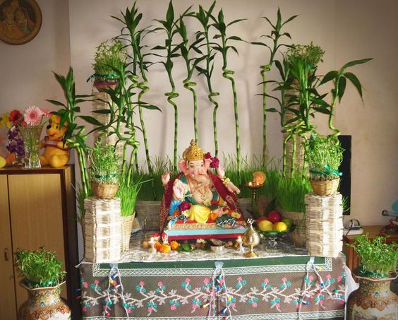 Bamboo Decoration For Ganesh Puja