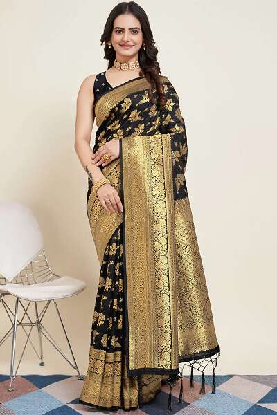 Black And Golden Saree Design