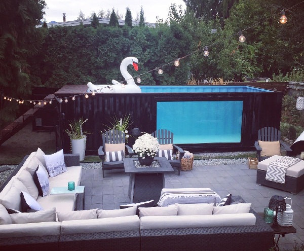 Black-colored Container Pool with Seating