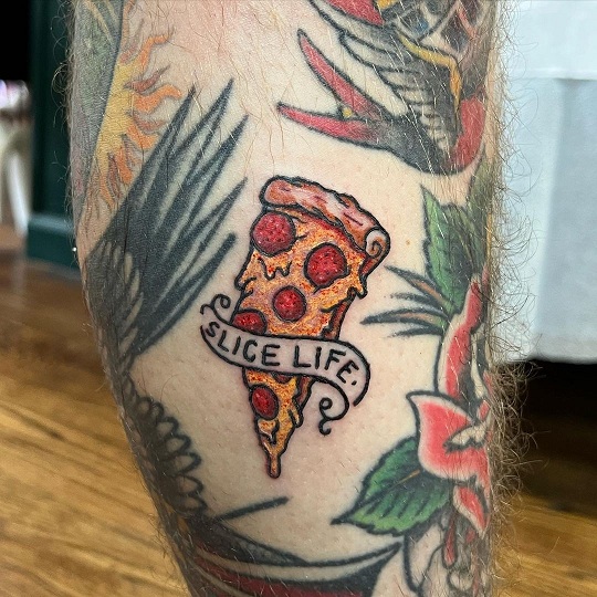 Colourful Pizza Tattoo Design