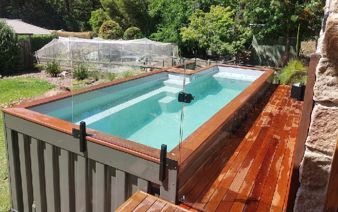 Container Pool with Wooden Deck