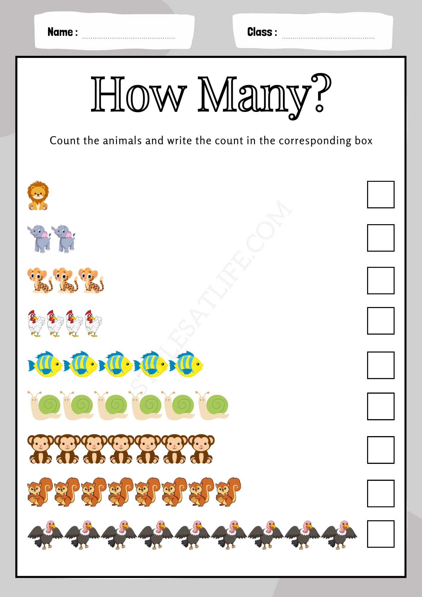 Counting Animal Sheet