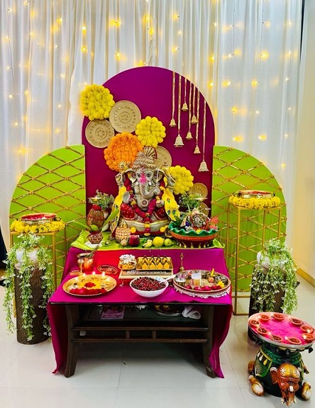 Creative Ganesh Puja Setup At Home