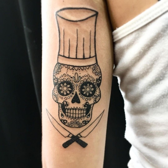 Decorative Skull Chef Tattoo