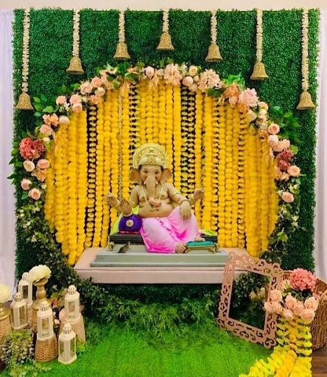 Ganesh Mandap Flower Decoration