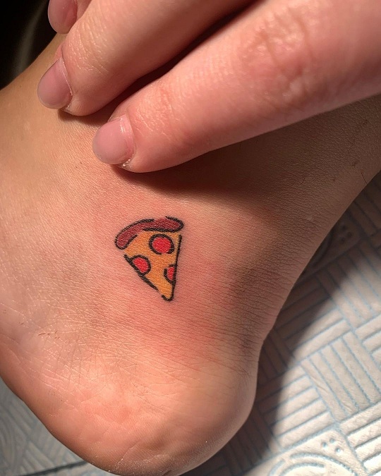 Pizza Slice Tattoo On Ankle