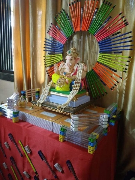 Recycled Ganesh Puja Decoration