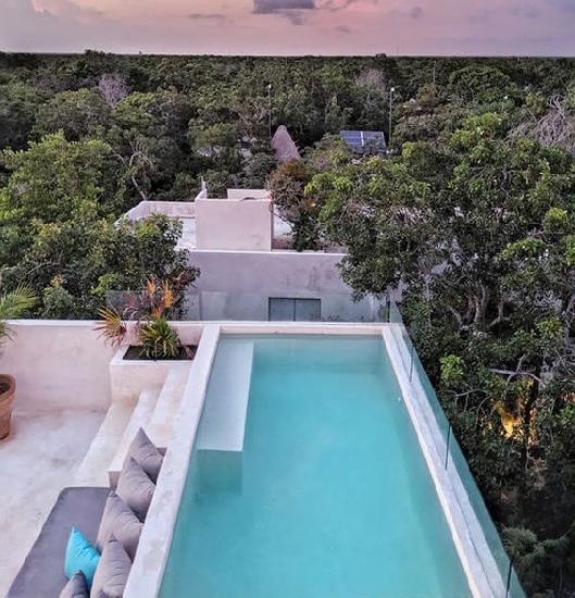 Rooftop Swimming Pool with Cement Steps