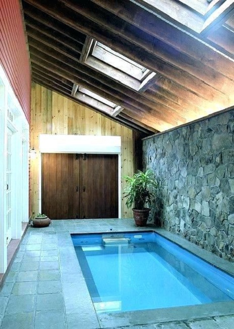 Rustic-style Indoor Swimming Pool