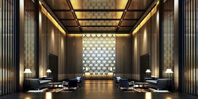 Shiny Lobby Ceiling Design