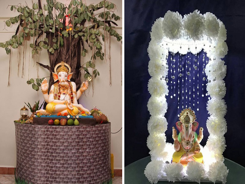 Buy SpecialYou Ganesh Chaturthi Background Sheer net Curtains Decoration  Items, Pink Artificial Hanging Wisteria Flower Vines LED Fairy Lights Combo  for Birthdays, Ganpati Decoration 12 Items Online at Low Prices in India -
