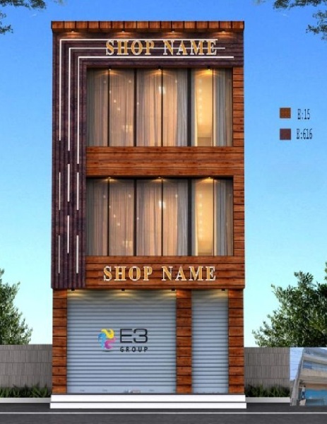 Sleek Elevation Design of a Shop