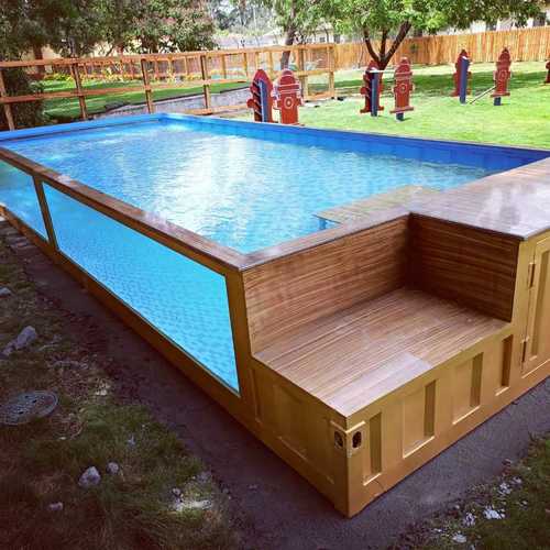Unique Container Pool With Wood 16